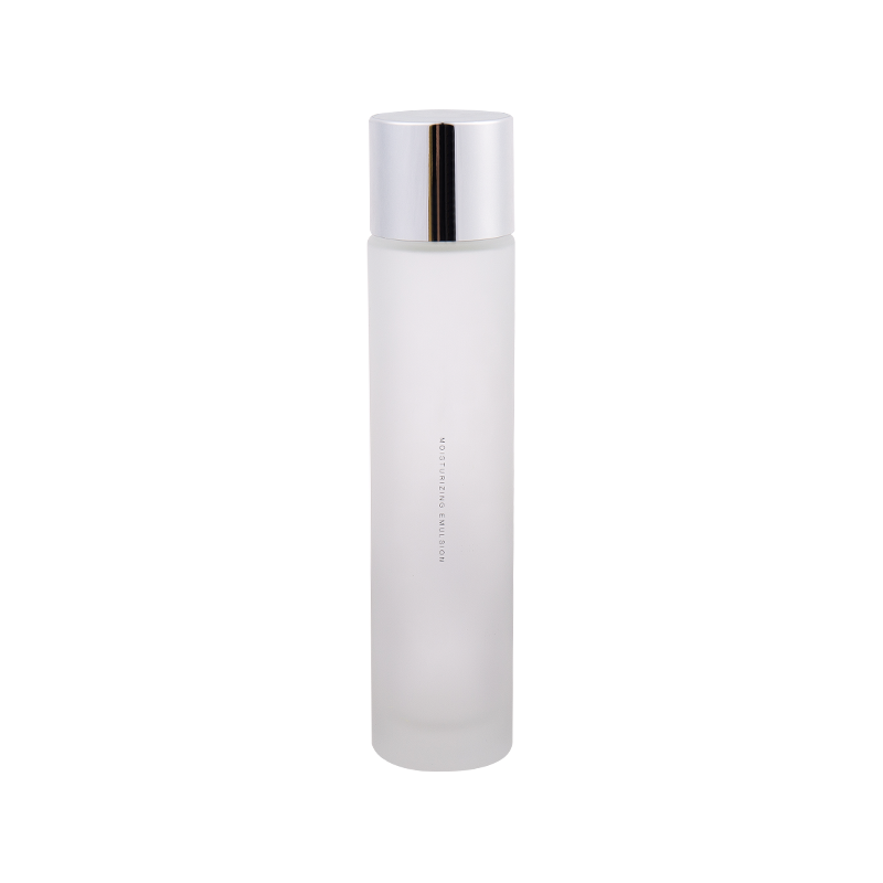 Botella de loción de vidrio blanco plateado simple de 120 ml