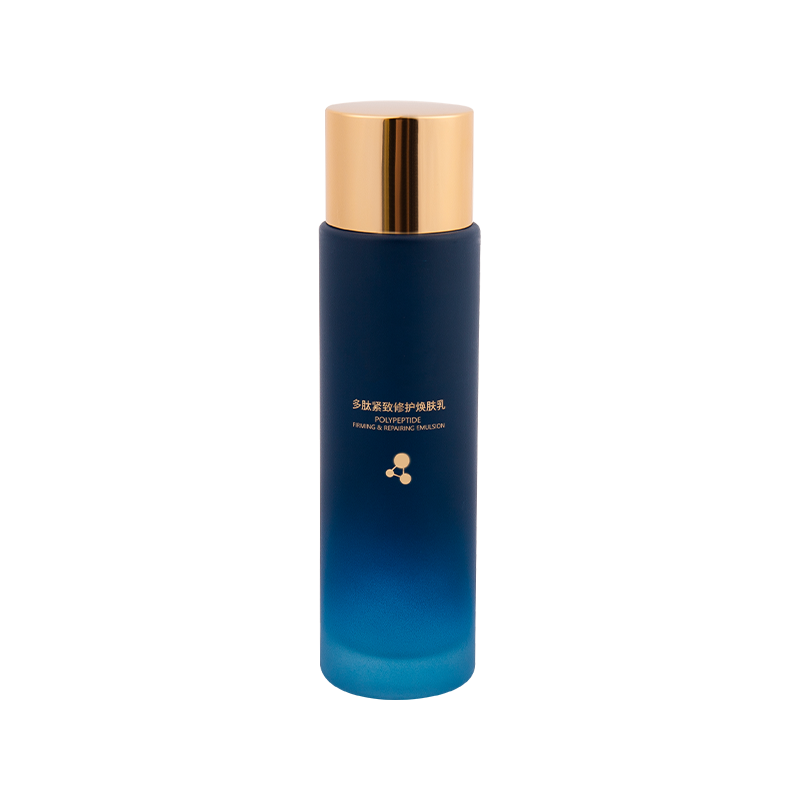 Botella de loción de vidrio de gradiente de color azul mar de 80 ml